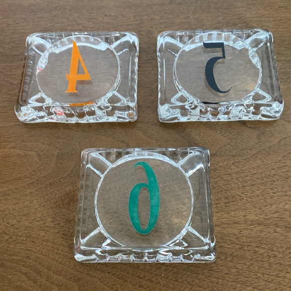 Mid Century Glass Ashtray Set - Picture 6 of 8